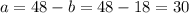 a=48-b=48-18=30