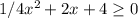 1/4x^2+2x+4\geq0