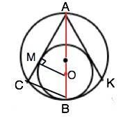 Две окружности касаются внутренне в точке b, ab - диаметр большей окружности. через точку a проведен