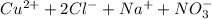 Cu^{2+}+2Cl^{-}+Na^{+}+NO_{3}^{-}