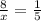  \frac{8}{x} = \frac{1}{5} 