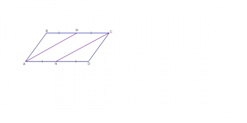 Точки m и n - середины противоположных сторон bc и ad параллелограмма abcd. докажите, что четырехуго