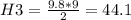 H3=\frac{9.8*9}{2}=44.1