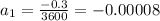 a_{1}=\frac{-0.3}{3600}=-0.00008