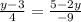  \frac{y-3}{4}= \frac{5-2y}{-9} 