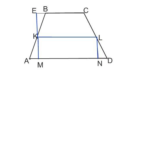 Дана ровностороння трапеция, всередине неё прямоугольник, большая сторона которого является среднй л