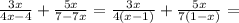 \frac{3x}{4x-4}+\frac{5x}{7-7x}=\frac{3x}{4(x-1)}+\frac{5x}{7(1-x)}=