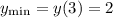 y_{\min}=y(3)=2