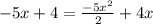 -5x+4=\frac{-5x^{2}}{2}+4x