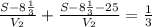 \frac{S-8\frac{1}{3}}{V_{2}} + \frac{S-8\frac{1}{3}-25}{V_{2}} = \frac{1}{3}