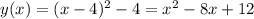 y(x)=(x-4)^2-4=x^2-8x+12