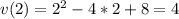 v(2)=2^2-4*2+8=4