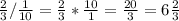  \frac{2}{3}/ \frac{1}{10}= \frac{2}{3}* \frac{10}{1}= \frac{20}{3}=6 \frac{2}{3} 