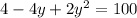 4-4y+2y^{2}=100