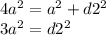 4a^{2}=a^{2}+d2^{2}\\ 3a^{2}=d2^{2}\\