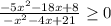 \frac{-5x^2-18x+8}{-x^2-4x+21} \geq 0 