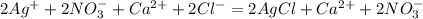 2Ag^{+} + 2NO_{3}^-} + Ca^{2+} + 2Cl^{-} = 2AgCl + Ca^{2+} + 2NO_{3}^{-}