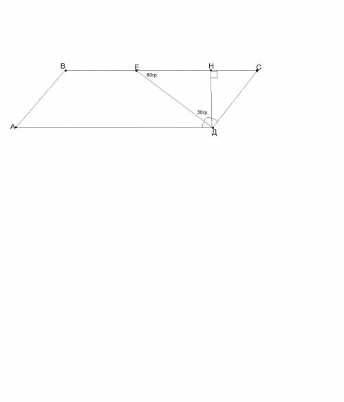 Впараллелограмме abcd биссектриса тупого угла adc пересекает сторону bc в точке e под углом dec=60* 