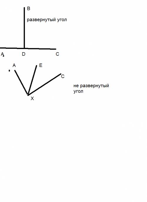 Начертите два угла с общей стороной: 1 состовляющие развёрнутый угол; 2 не состовляющие развёрнутый 