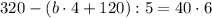 320-(b\cdot4+120):5=40\cdot6