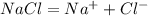 NaCl = Na^+ + Cl^-