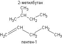 Написать структурные формулы предельного и непредельного углеводородов,2-метилбутан и пентен-1