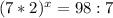 (7*2)^{x}=98:7