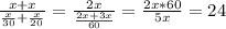 \frac{x+x}{\frac{x}{30}+\frac{x}{20}}=\frac{2x}{\frac{2x+3x}{60}}=\frac{2x*60}{5x}=24