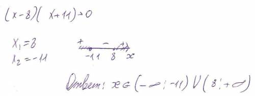 Решите неравенство (х-8)(х+11)> 0 методом интервала