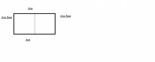 Из двух одинаковых квадратов составили прямоугольник со сторонами 3см и 1см 5мм. сделай к чертёж. вы
