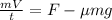\frac{mV}{t}=F-\mu mg