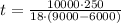 t=\frac{10000\cdot 250}{18\cdot (9000-6000)}