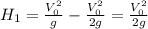 H_1=\frac{V_0^2}{g}-\frac{V_0^2}{2g}=\frac{V_0^2}{2g}