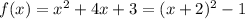 f(x)=x^2+4x+3=(x+2)^2-1