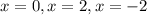 x=0,x=2,x=-2