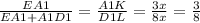 \frac{EA1}{EA1+A1D1} = \frac{A1K}{D1L} = \frac{3x}{8x} = \frac{3}{8}