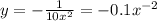 y=-\frac{1}{10x^2}=-0.1x^{-2}