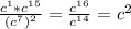 \frac{c^1*c^{15}}{(c^7)^2}=\frac{c^{16}}{c^{14}}=c^2