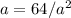 a=64/a^2