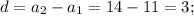 d=a_2-a_1=14-11=3;