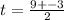 t=\frac{9+-3}{2}