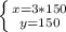 \left \{ {{x=3*150} \atop {y=150}} \right.