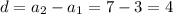 d=a_{2}-a_{1}=7-3=4