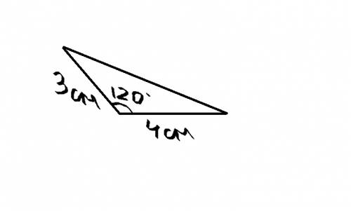 Постройте треугольник,если известны его стороны и угол между ними: 3см,4см,120 градусов.