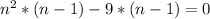 n^2*(n-1)-9*(n-1)=0