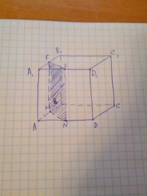 Дан куб abcda1b1c1d1.построить сечение,проодящее через точки м- середину ребра ав и n-середину ребра