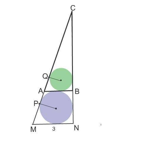 Периметр треугольника abc равен 12 окружность касающаяся стороны ab и продолжение сторон ac и bc кас