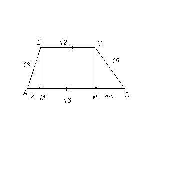 Втрапецию abcd (bc||ad) вписана окружность bc=12, ad=16 найдите диаметр окружности если cd=15 решени