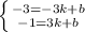 \left \{ {{-3=-3k+b} \atop {-1=3k+b}} \right.