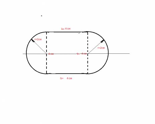 Фигура состоит из квадрата и двух полукругов. противоположные стороны квадрата являются диаметрами п